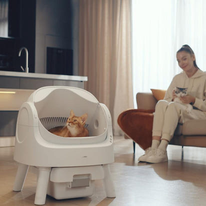Petpivot Autoscooper 11 Open-Top Self-Cleaning Cat Litter Box,Odor-Free Waste Disposal Includes Trash Bags