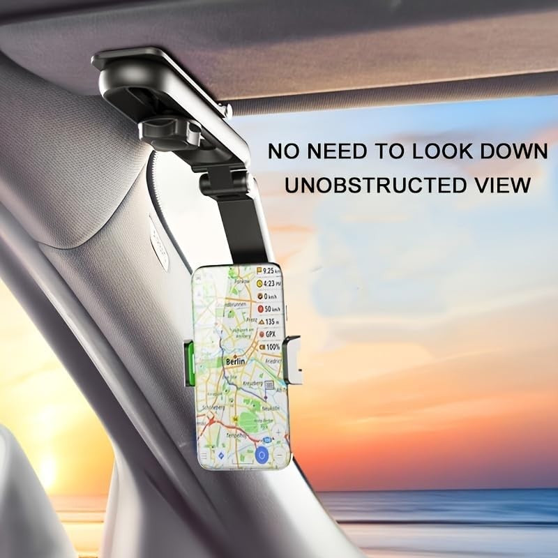 1080° Rotatable Car Sunshade Clip Phone Holder - Adjustable Car Navigation Mount