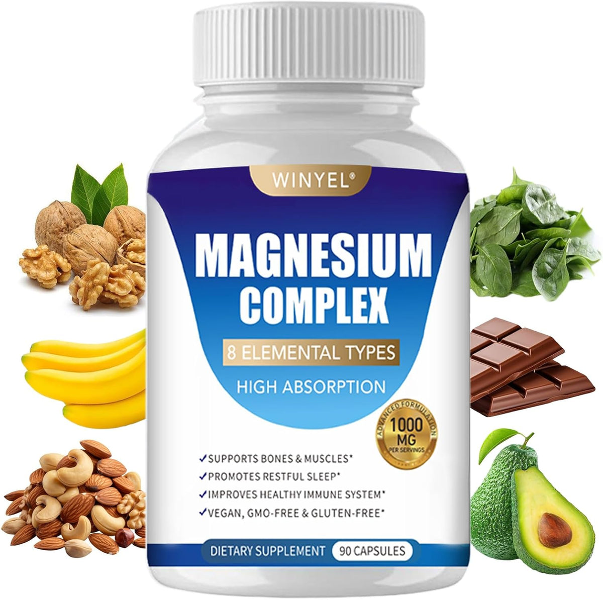 Magnesium Complex Supplement 8 Elemental 1000Mg