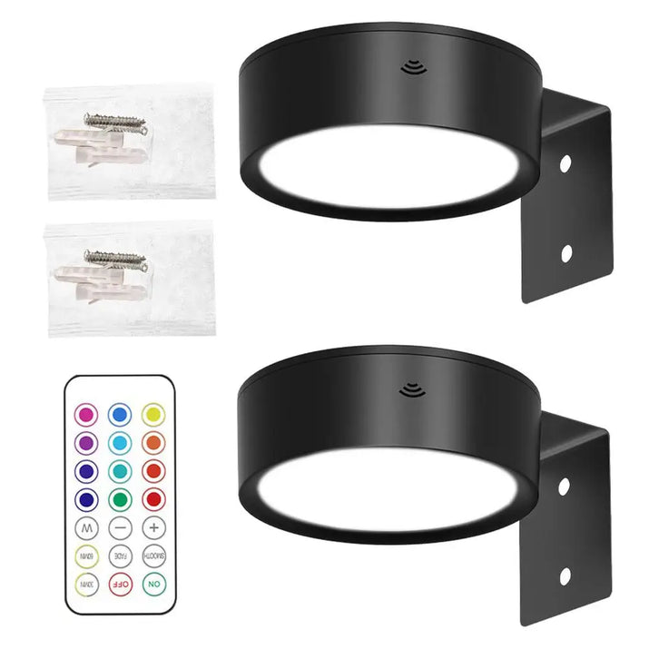 LumaGlow Duo – 2 Focos LED de Pared RGB con 13 Colores | Luz Direccional Magnética Regulable para Cuadros, Pinturas y Decoración | Funciona con Pilas