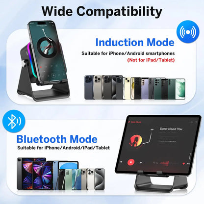 Altavoz de inducción inalámbrico 5 en 1 con función de teléfono móvil 360°