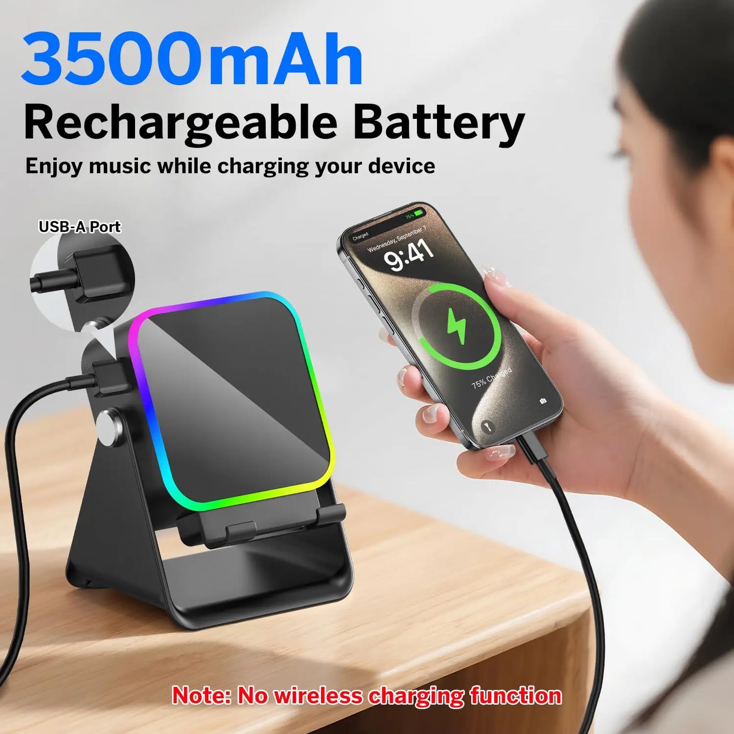 Altavoz de inducción inalámbrico 5 en 1 con función de teléfono móvil 360°