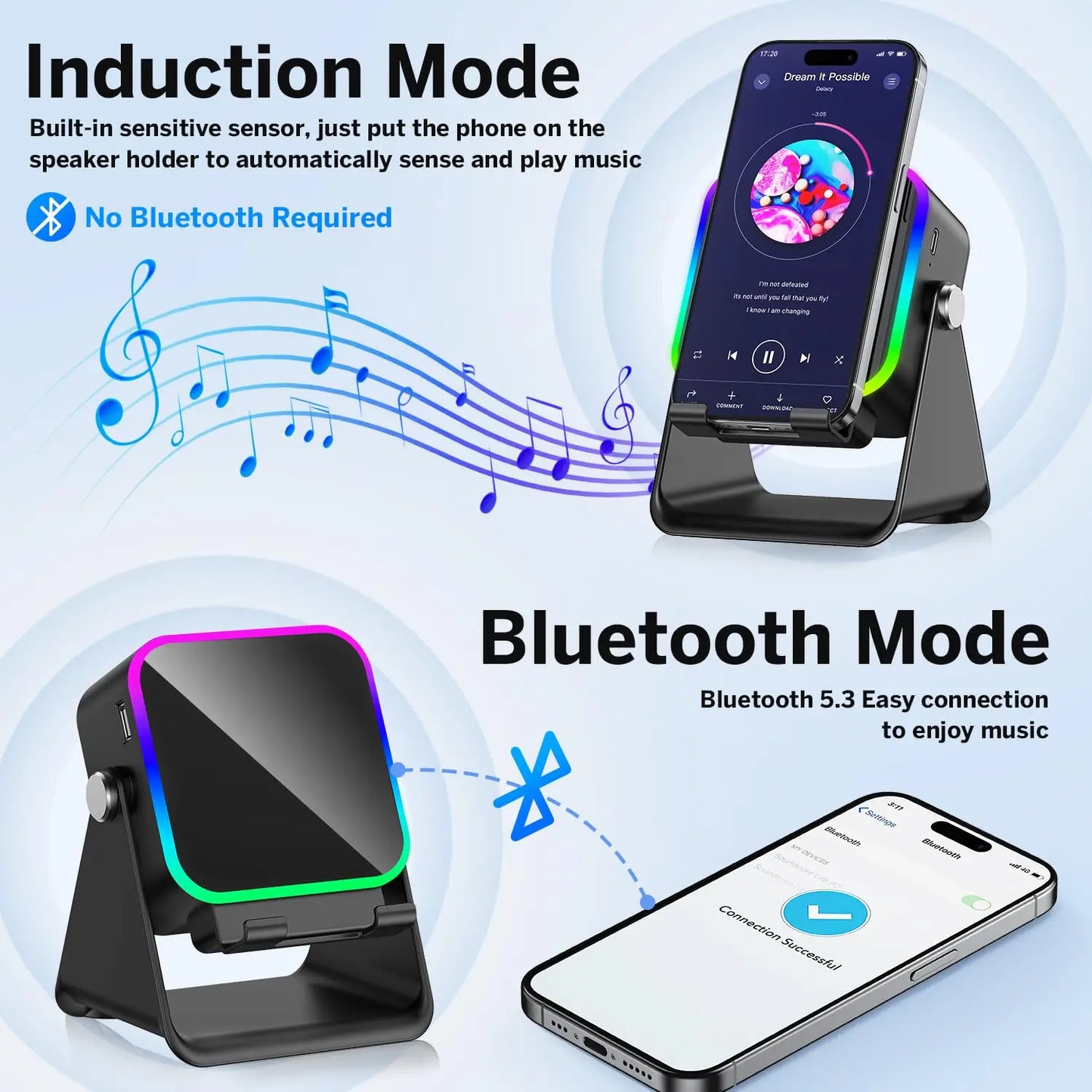 Altavoz de inducción inalámbrico 5 en 1 con función de teléfono móvil 360°