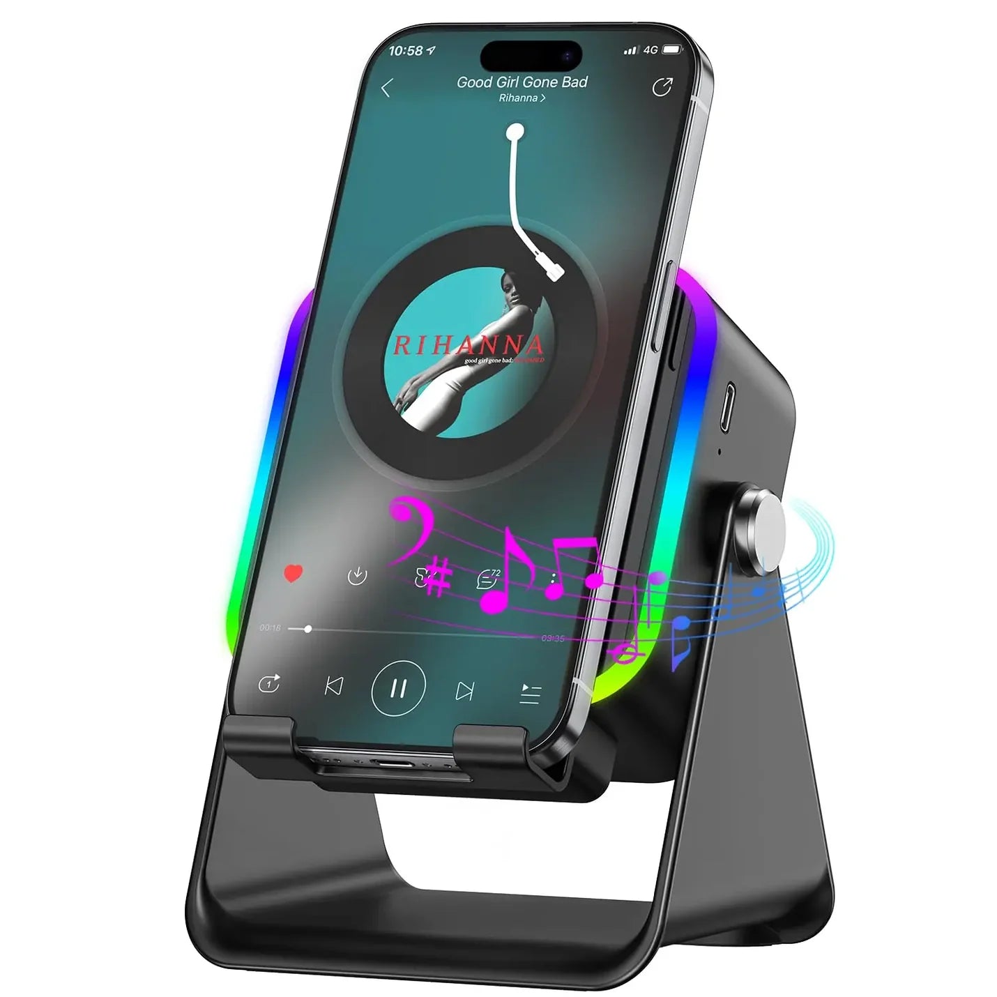 Altavoz de inducción inalámbrico 5 en 1 con función de teléfono móvil 360°