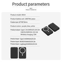 Magnetic 10,000mAh Wireless Portable Power Bank with USB-C Cable, Compatible with iPhone 15/15 Plus/15 Pro/15 Pro Max, iPhone 14/13/12 Series, and More, Featuring Charging LED Indicator