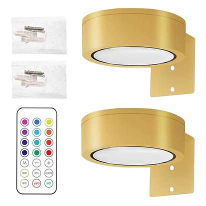 LumaGlow Duo – 2 Focos LED de Pared RGB con 13 Colores | Luz Direccional Magnética Regulable para Cuadros, Pinturas y Decoración | Funciona con Pilas