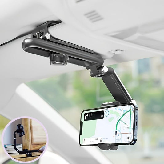 1080° Rotatable Car Sunshade Clip Phone Holder - Adjustable Car Navigation Mount