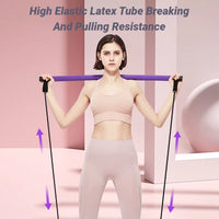 Portable Yoga Pilates Bar Stick with Resistance Band Muscle Toning Fitness Stretching Sports Body Workout Exercise Tension Rope