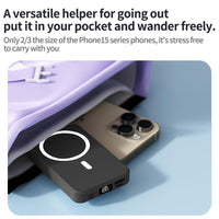 Magnetic 10,000mAh Wireless Portable Power Bank with USB-C Cable, Compatible with iPhone 15/15 Plus/15 Pro/15 Pro Max, iPhone 14/13/12 Series, and More, Featuring Charging LED Indicator