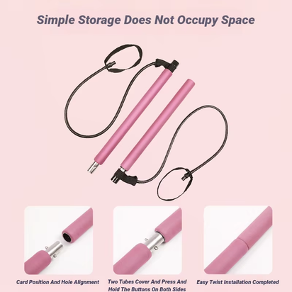 Portable Yoga Pilates Bar Stick with Resistance Band Muscle Toning Fitness Stretching Sports Body Workout Exercise Tension Rope